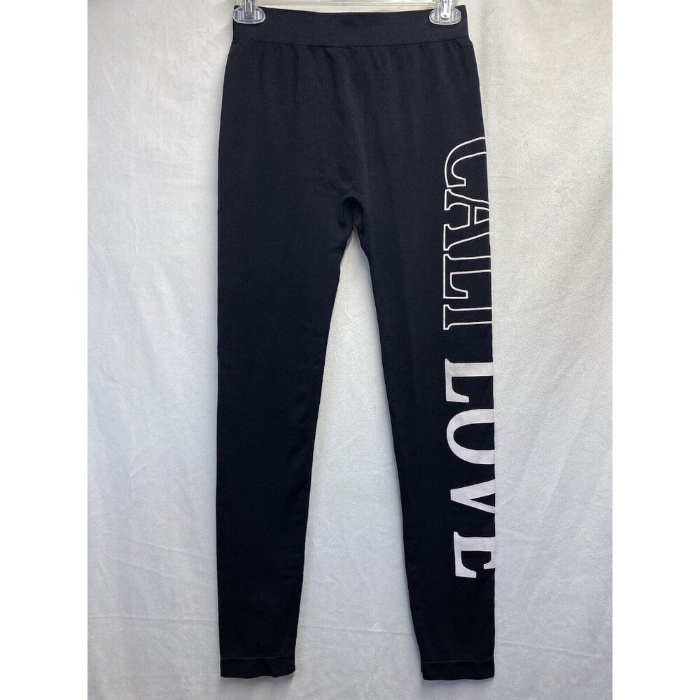 Leggings Exercises Cali Love Down Leg Women S/M Black Elastic Waist Stretch Used
